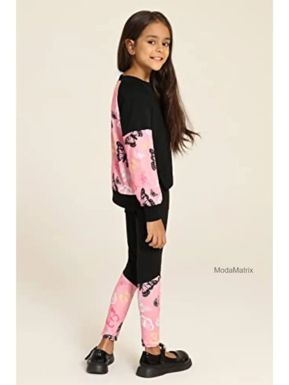 Girls 2-Piece Sweatshirt & Leggings Tracksuit Set - Polyester/Elastane